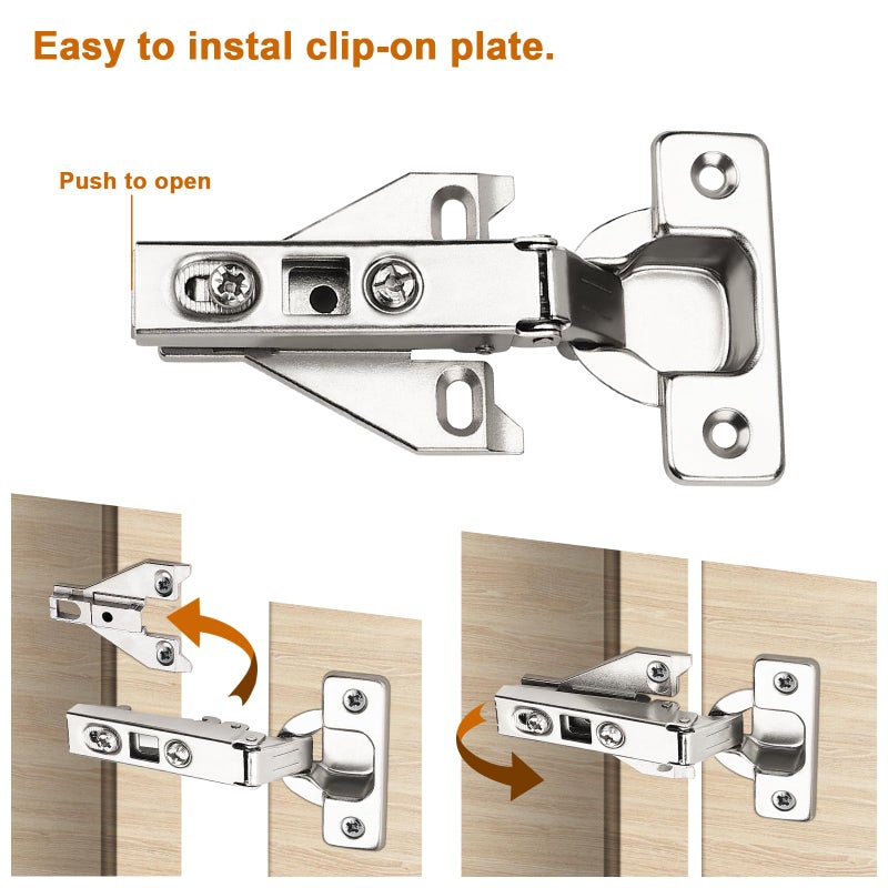 Probrico 1 Pairï¼ˆ2 Packï¼‰ Kitchen Cabinet Hinges for Face Frame Cabinet, Concealed Cabinet Hinges Brushed Satin Nickel with Mounting Screws - Image 4